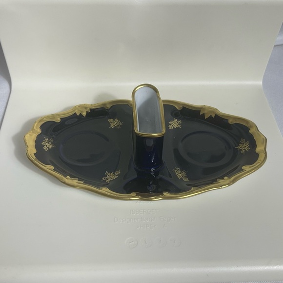 Vintage and Rare Echt Weimar- Kobalt 59 Elegant Gold and Blue Table Dish - Picture 1 of 8